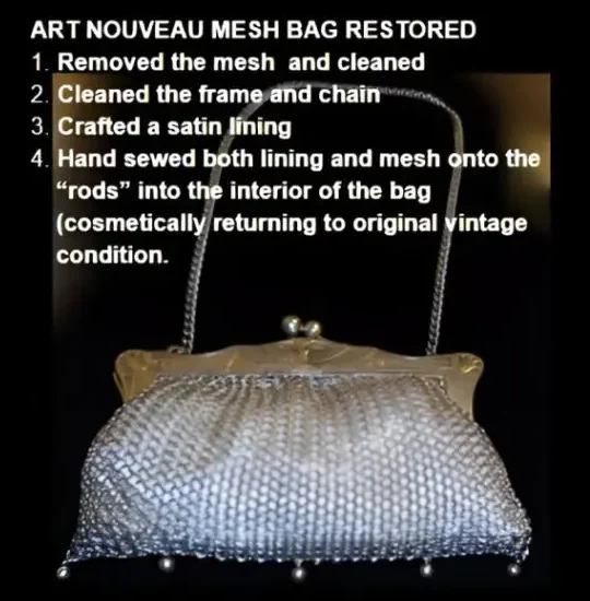 111111 Restored Art Nouveau mesh bag with instructions.