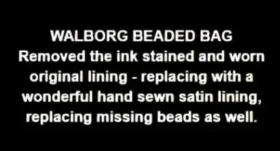 111111 Walborg beaded bag restoration description text.